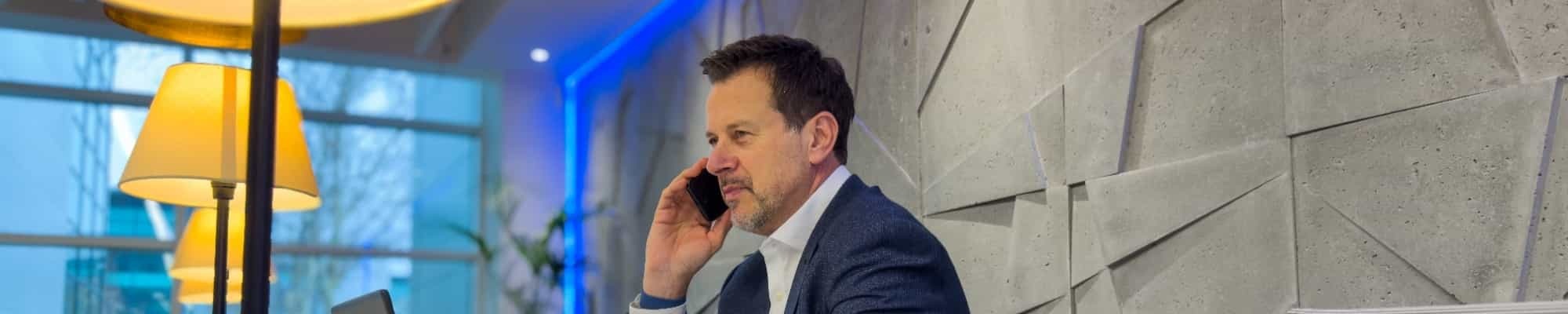 Executive Search Consultant Scot McHarg talking on his mobile