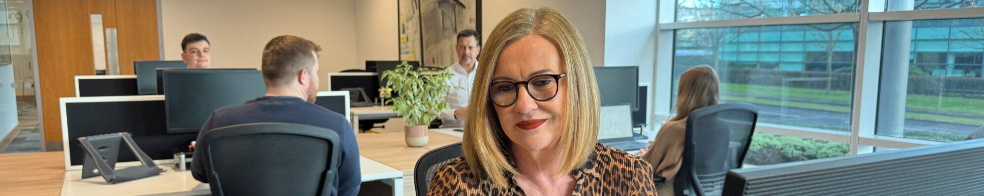 Julie Mordue working in NRG Recruitment office